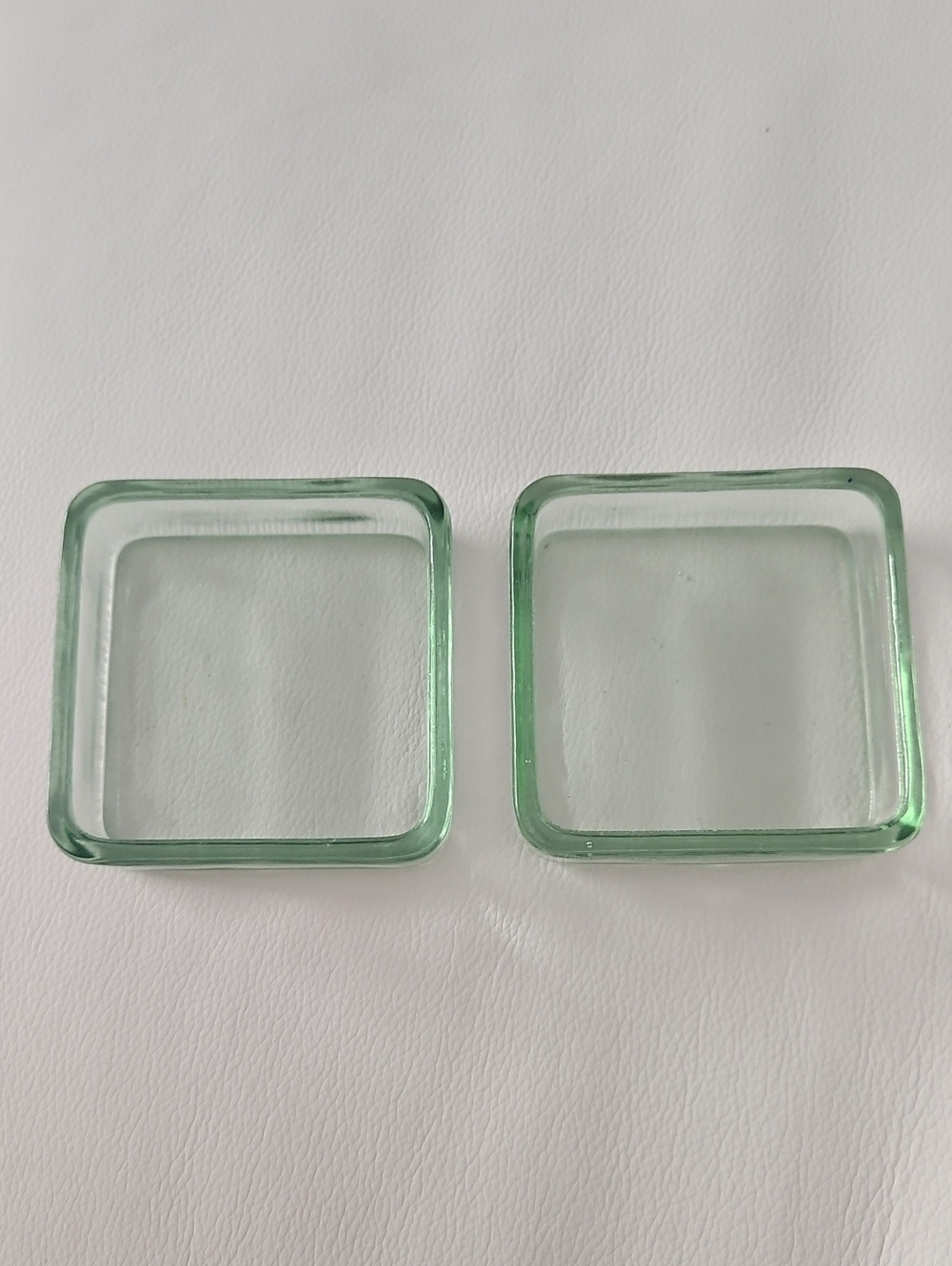 Vintage Clear Light Green Glass Refrigerator Dishes - Set of 2